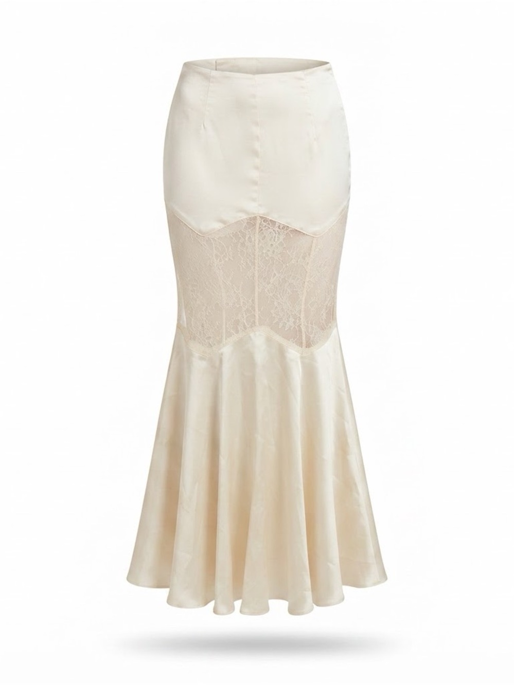 Oh Polly Cream Lace Panel Maxi Skirt